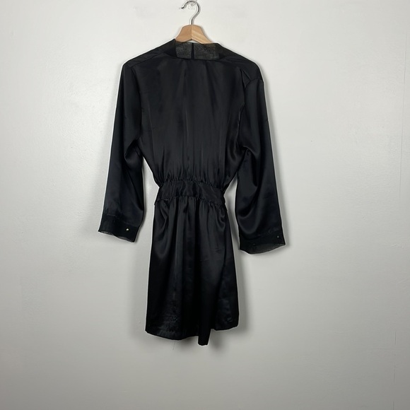 Morgan Taylor Intimates women robe size small satin black tie wrap - Picture 6 of 12